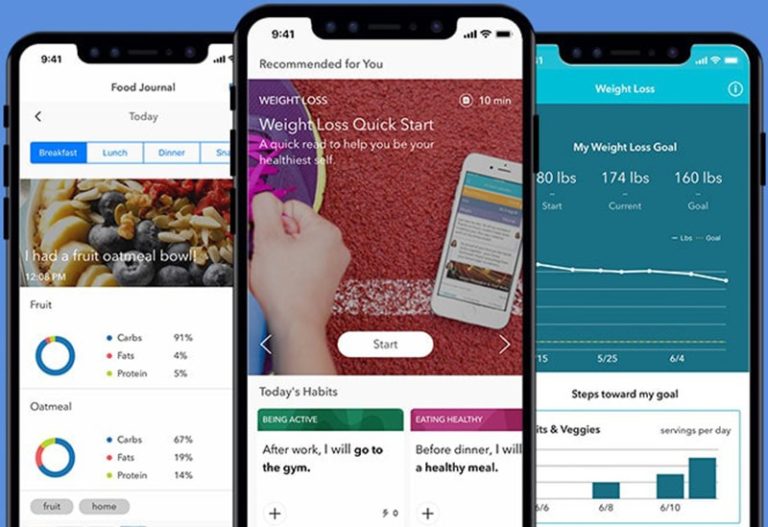 Mobile phones displaying apps