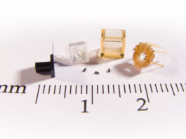 JANUARY 2021 Examples pushing the limits with micro injection molding: From the left: (LCP) 76 µm thin-wall, (ABS & TPU) 2-shot with 2 mm soft diameter center ring, (PEI/Ultem) micro features with 250 µm diameter lenses, (PEEK) lead frame insert molding. In the center: (LCP-mineral filled) 800 µm longest feature.