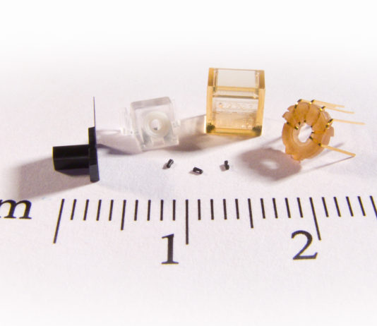 JANUARY 2021 Examples pushing the limits with micro injection molding: From the left: (LCP) 76 µm thin-wall, (ABS & TPU) 2-shot with 2 mm soft diameter center ring, (PEI/Ultem) micro features with 250 µm diameter lenses, (PEEK) lead frame insert molding. In the center: (LCP-mineral filled) 800 µm longest feature.
